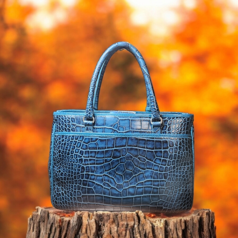 **Brighton MONROE CROC Emboss Leather Satchel Purse Handbag - Picture 4 of 13